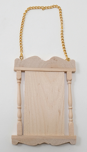 Dollhouse Miniature Wooden Hanging Sign with Chains